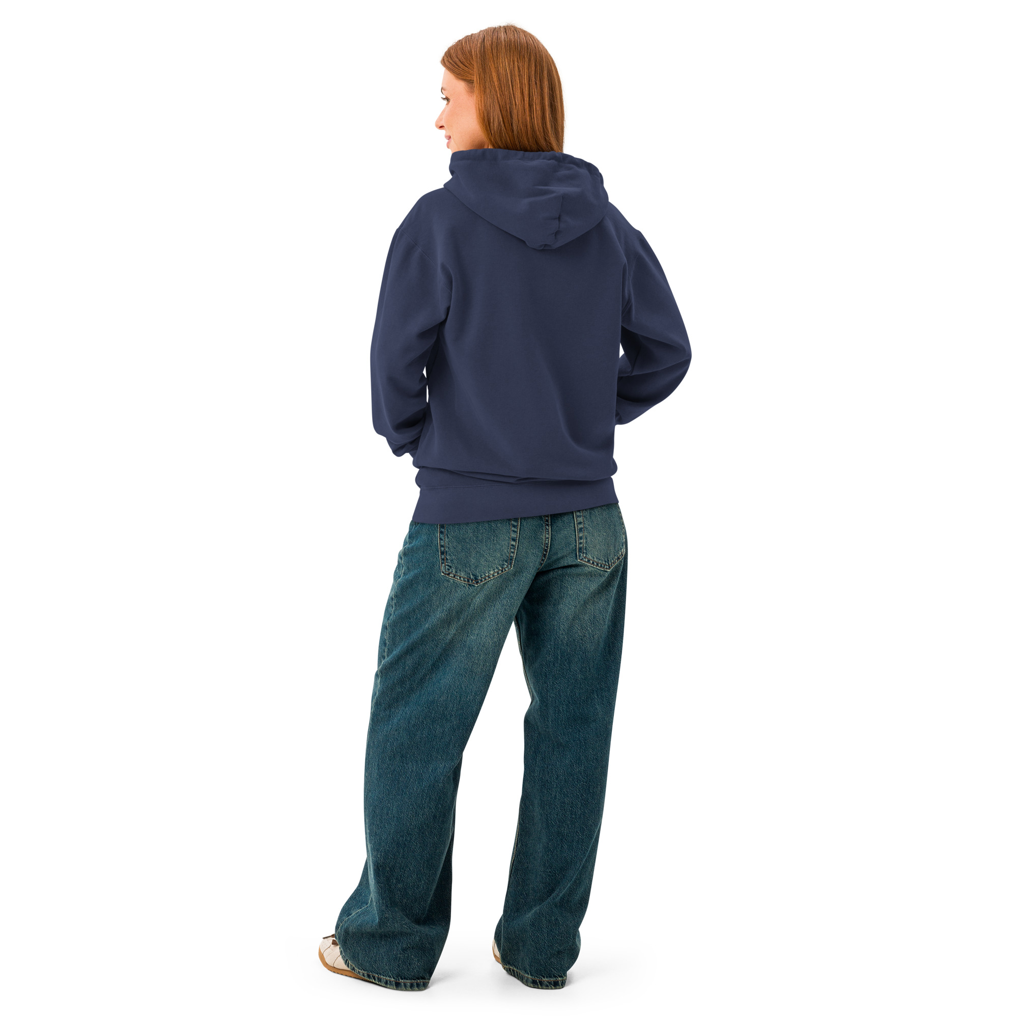 Sweat à capuche teinté unisexe (CHECAR-LOGCC1-BLUVER2)