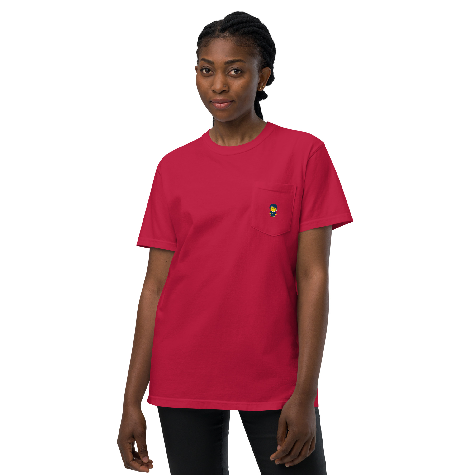 T-shirt teinté avec poche unisexe (CORBIK-LOGNAV-ROS001)
